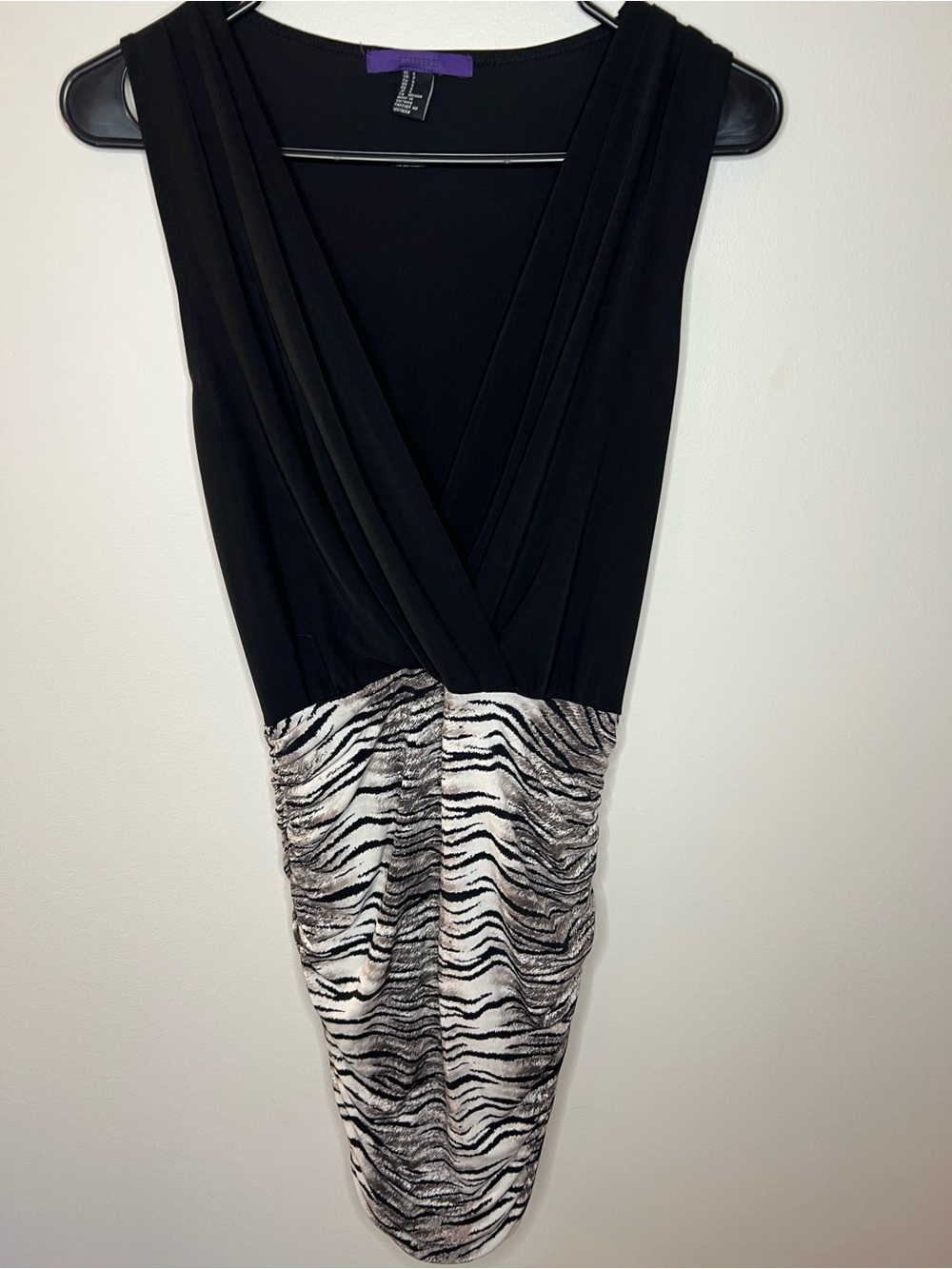 Forever 21 Black and White Zebra-Print Mini Dress